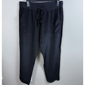 Calypso Saint Barth Womens Drawstring Straight Leg Silk Pants Navy Size Medium